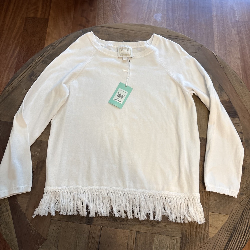 NWT Sail to Sable STS White fringe sweater size MEDIUM MSRP $278